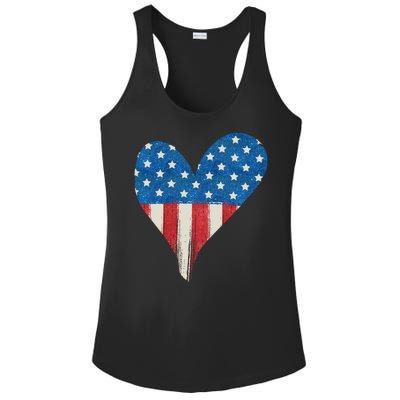 America Heart 4th Of July Ladies PosiCharge Competitor Racerback Tank