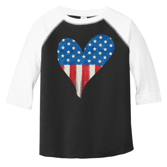 America Heart 4th Of July Toddler Fine Jersey T-Shirt
