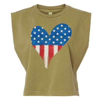 America Heart 4th Of July Garment-Dyed Women's Muscle Tee