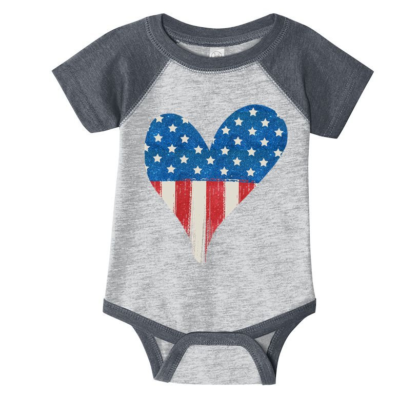 America Heart 4th Of July Infant Baby Jersey Bodysuit