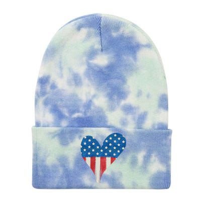 America Heart 4th Of July Tie Dye 12in Knit Beanie