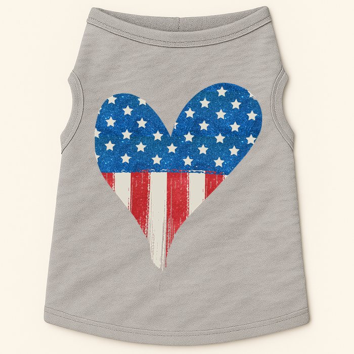 America Heart 4th Of July Doggie Tank