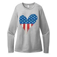 America Heart 4th Of July Womens CVC Long Sleeve Shirt