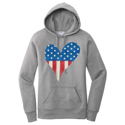 America Heart 4th Of July Women's Pullover Hoodie