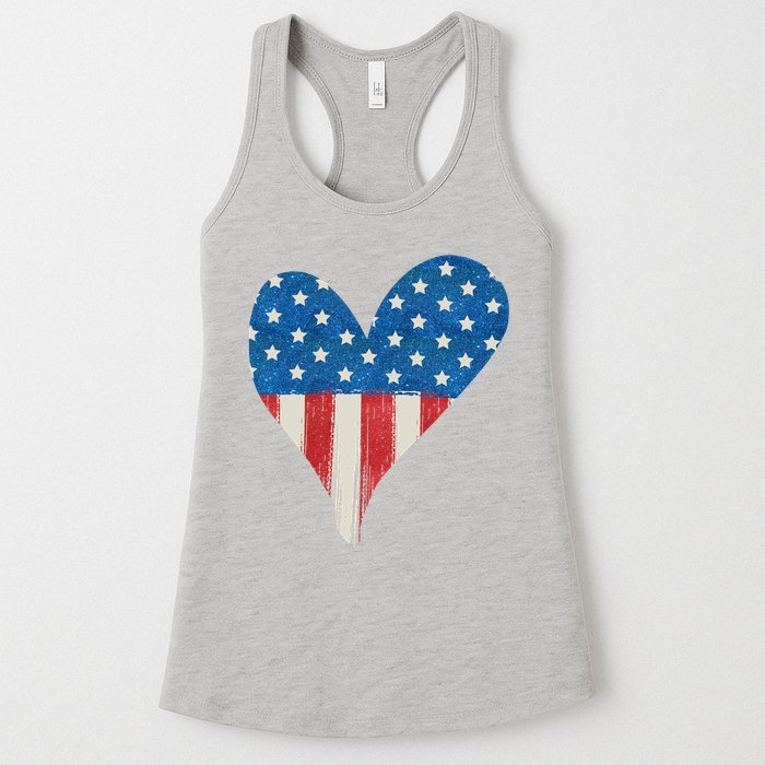 America Heart 4th Of July Womens Tank Top