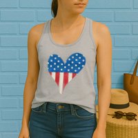 America Heart 4th Of July Womens Tank Top
