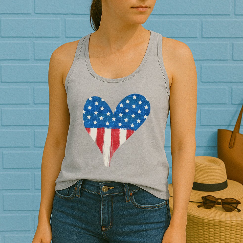 America Heart 4th Of July Womens Tank Top