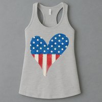America Heart 4th Of July Womens Tank Top