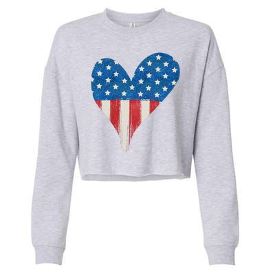 America Heart 4th Of July Cropped Pullover Crew