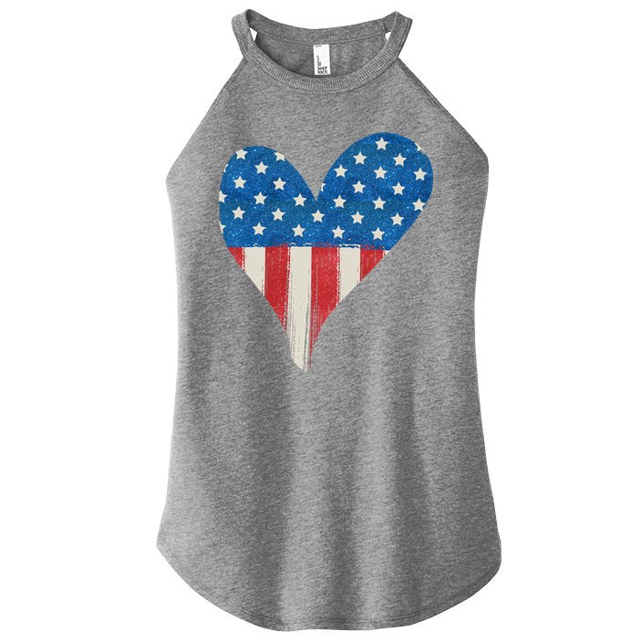 America Heart 4th Of July Women's Perfect Tri Rocker Tank