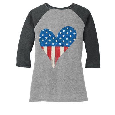 America Heart 4th Of July Women's Tri-Blend 3/4-Sleeve Raglan Shirt