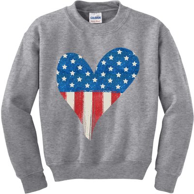 America Heart 4th Of July Kids Sweatshirt