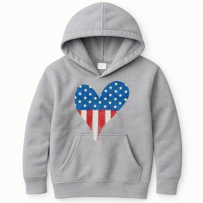 America Heart 4th Of July Kids Hoodie