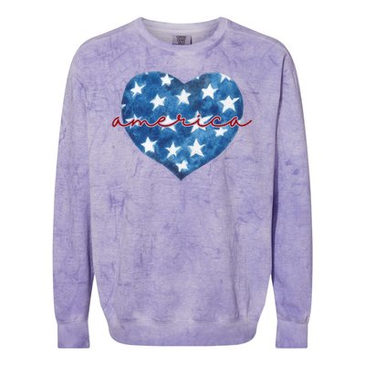 America Heart 4th Of July Cute Festive Colorblast Crewneck Sweatshirt