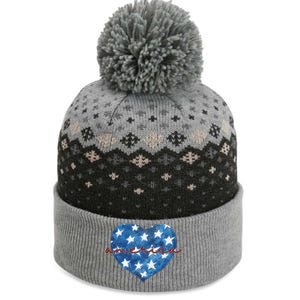 America Heart 4th Of July Cute Festive The Baniff Cuffed Pom Beanie