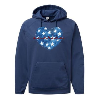 America Heart 4th Of July Cute Festive Performance Fleece Hoodie