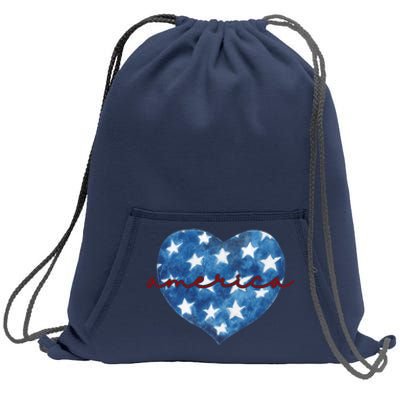 America Heart 4th Of July Cute Festive Sweatshirt Cinch Pack Bag