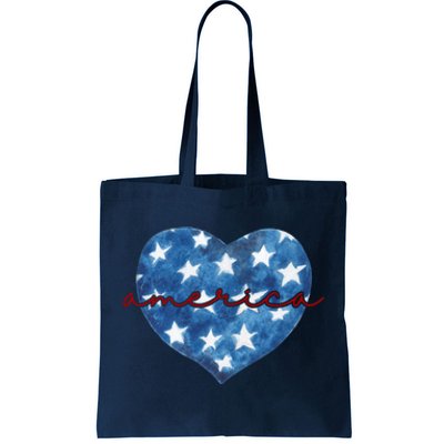 America Heart 4th Of July Cute Festive Tote Bag