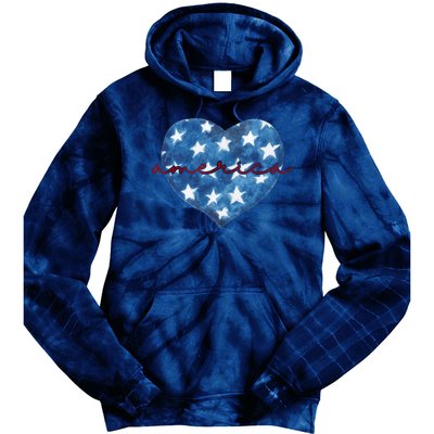 America Heart 4th Of July Cute Festive Tie Dye Hoodie