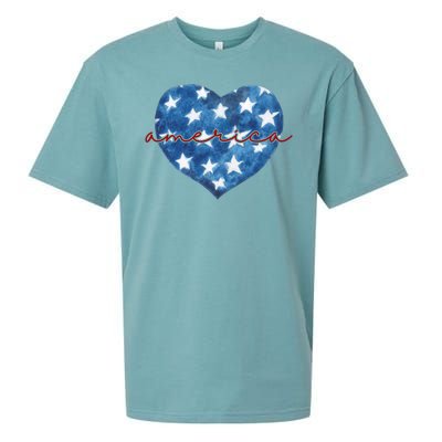 America Heart 4th Of July Cute Festive Sueded Cloud Jersey T-Shirt