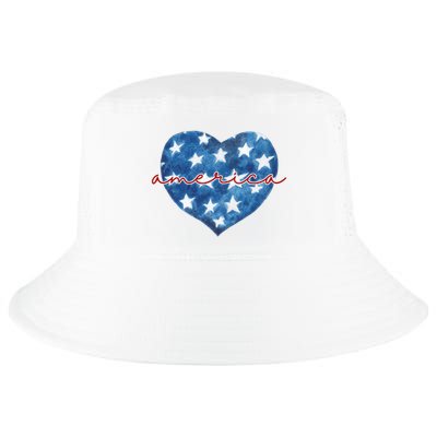 America Heart 4th Of July Cute Festive Cool Comfort Performance Bucket Hat