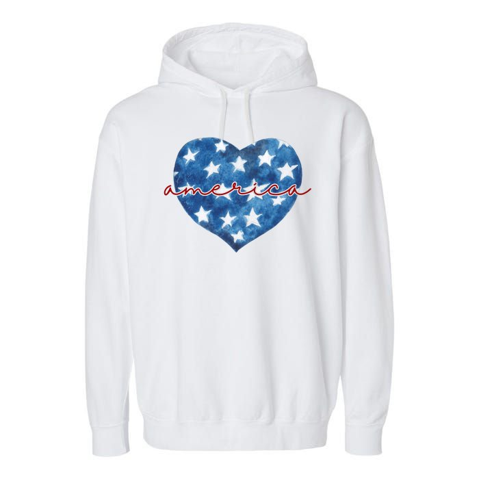 America Heart 4th Of July Cute Festive Garment-Dyed Fleece Hoodie