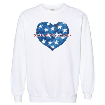 America Heart 4th Of July Cute Festive Garment-Dyed Sweatshirt