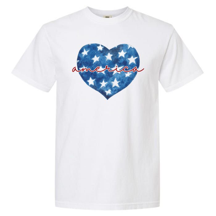 America Heart 4th Of July Cute Festive Garment-Dyed Heavyweight T-Shirt