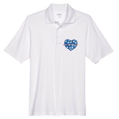 America Heart 4th Of July Cute Festive Men's Origin Performance Pique Polo