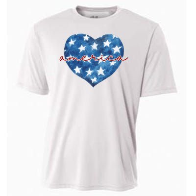 America Heart 4th Of July Cute Festive Cooling Performance Crew T-Shirt