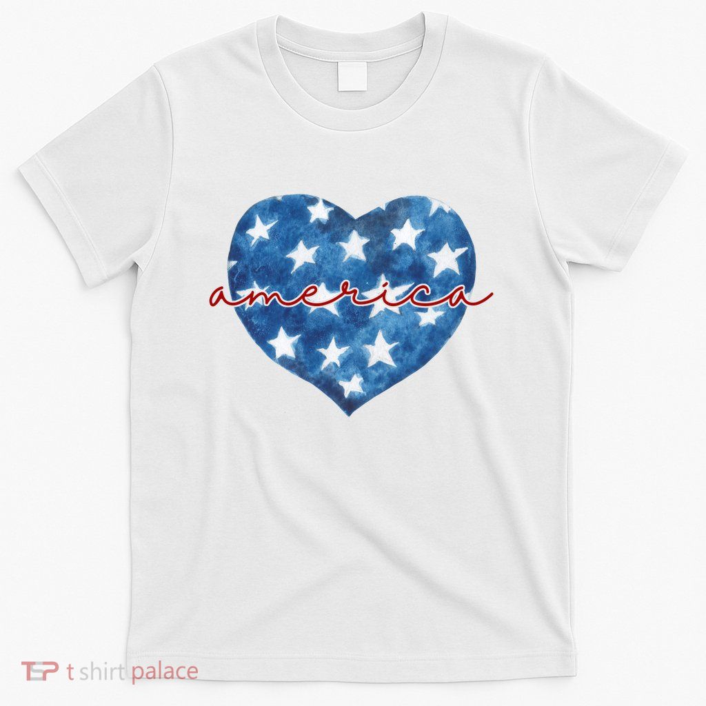 America Heart 4th Of July Cute Festive T-Shirt