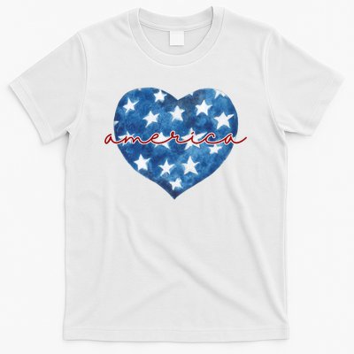 America Heart 4th Of July Cute Festive T-Shirt