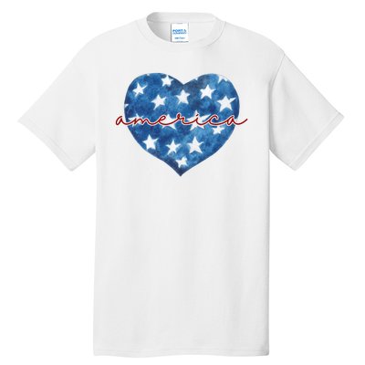 America Heart 4th Of July Cute Festive Tall T-Shirt