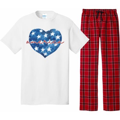 America Heart 4th Of July Cute Festive Pajama Set