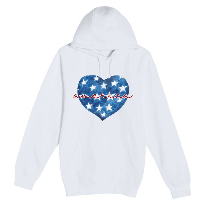 America Heart 4th Of July Cute Festive Premium Pullover Hoodie