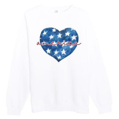 America Heart 4th Of July Cute Festive Premium Crewneck Sweatshirt