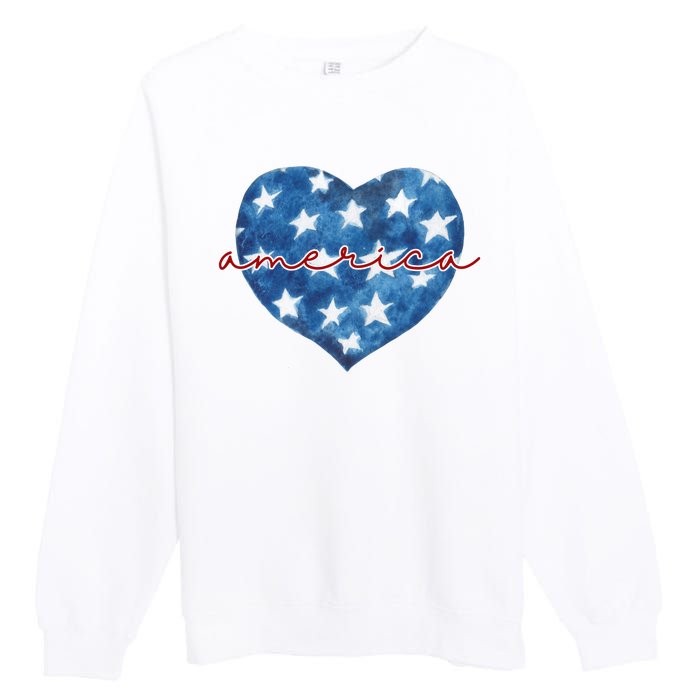 America Heart 4th Of July Cute Festive Premium Crewneck Sweatshirt