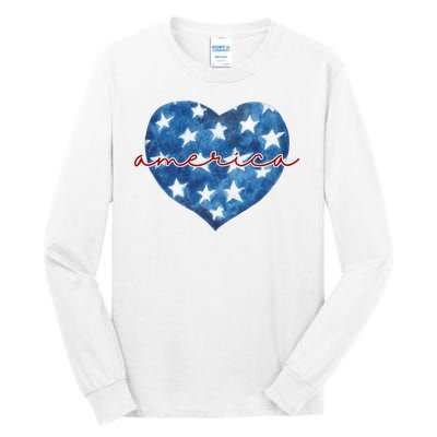 America Heart 4th Of July Cute Festive Tall Long Sleeve T-Shirt