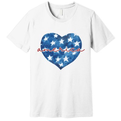 America Heart 4th Of July Cute Festive Premium T-Shirt