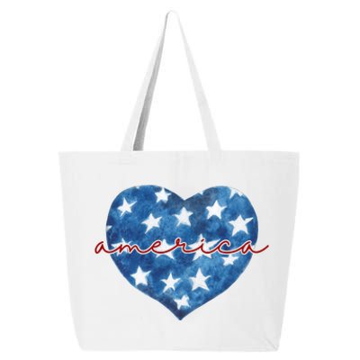 America Heart 4th Of July Cute Festive 25L Jumbo Tote