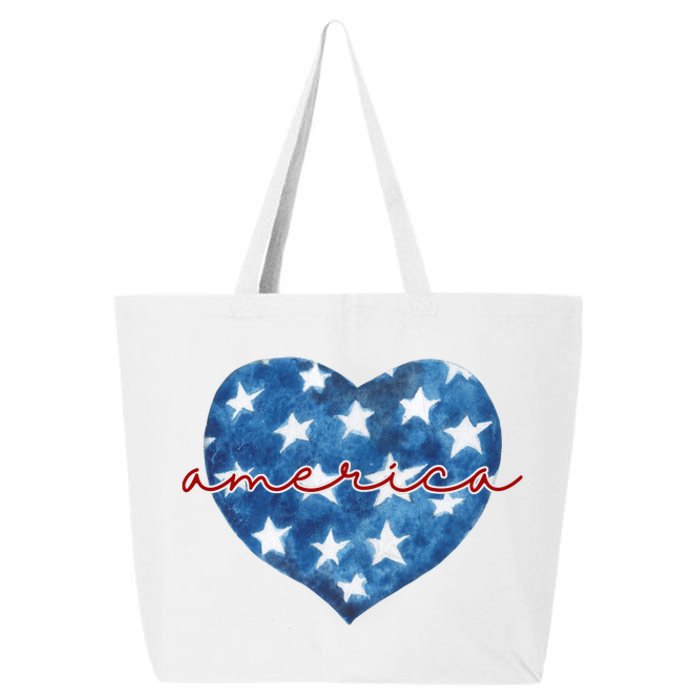 America Heart 4th Of July Cute Festive 25L Jumbo Tote