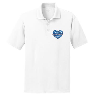 America Heart 4th Of July Cute Festive PosiCharge RacerMesh Polo