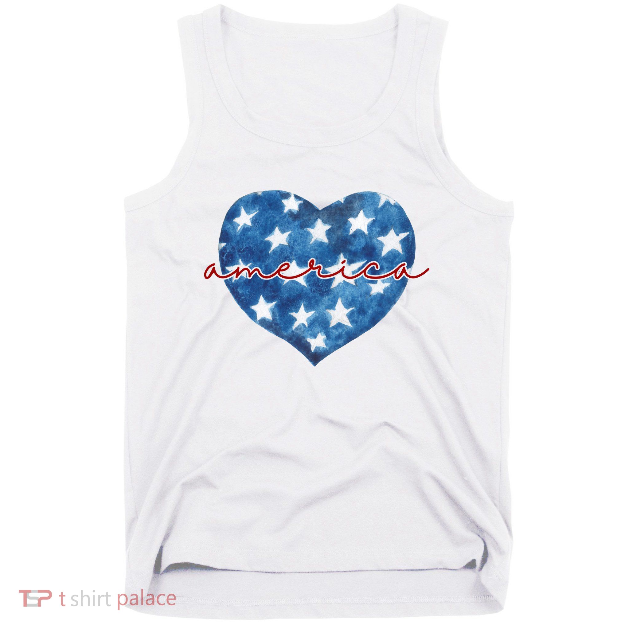 America Heart 4th Of July Cute Festive Tank Top