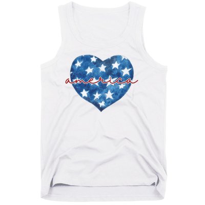 America Heart 4th Of July Cute Festive Tank Top