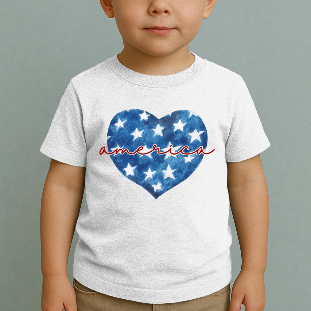 America Heart 4th Of July Cute Festive Toddler T-Shirt