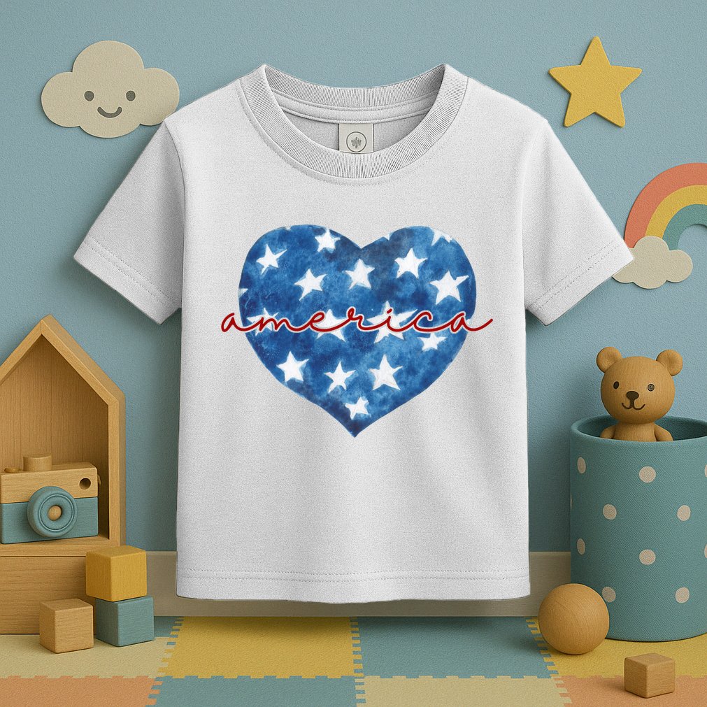 America Heart 4th Of July Cute Festive Toddler T-Shirt