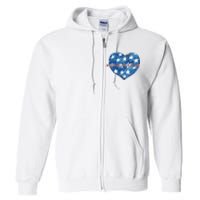 America Heart 4th Of July Cute Festive Full Zip Hoodie