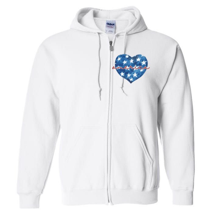 America Heart 4th Of July Cute Festive Full Zip Hoodie