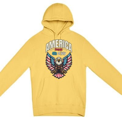 America Happy 4th Of July Patriotic Eagle Premium Pullover Hoodie