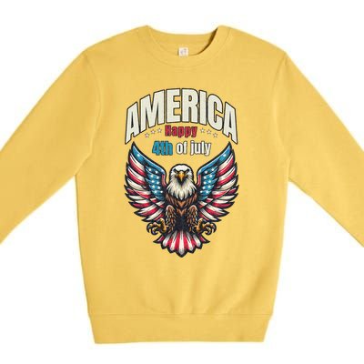 America Happy 4th Of July Patriotic Eagle Premium Crewneck Sweatshirt